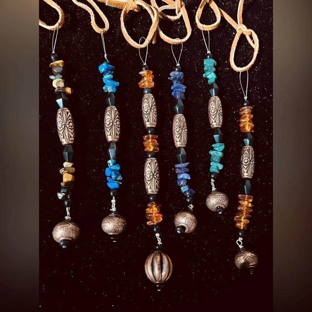 Handcrafted Genuine Stone Ornaments Lapis, Amethyst, Tiger Eye, Amber, Malachite